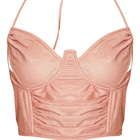 PLT Pretty in Peach Iridescent Ruched Front Corset Top US 8 🌸🌸 - Picture 3 of 4